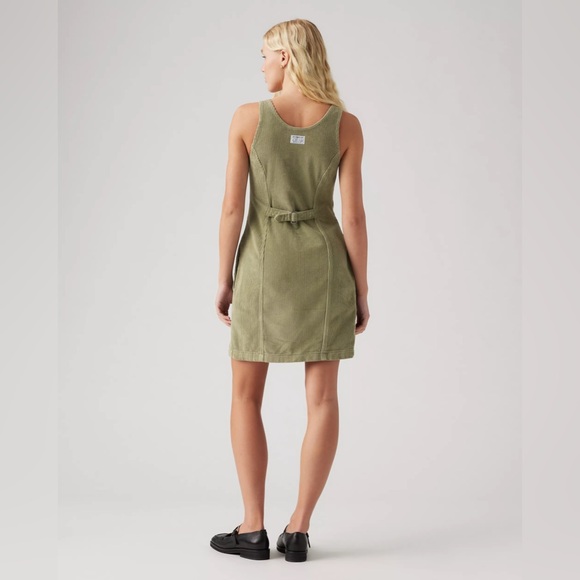Levi's TULI CORDUROY MINI DRESS Green Size Small - Picture 2 of 15
